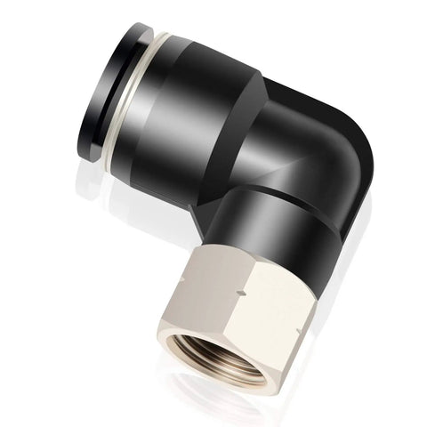 Female Elbow Push To Connect Fittings 1/2 Inch Tube OD 1/8 Inch NPT Thread 90 Degree Copper Plastic Pack Of 2