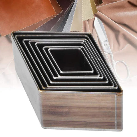 7 Piece Die Punch Cutter Rhombic Punching Die Set For Leather Craft Hollow Cutter With 50Mm 45Mm 40Mm 35Mm 30Mm 25Mm 20Mm Blades