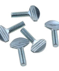 Heavy Hitting 20 Pack Galvanized Carbon Steel Thumb Screws 1/4 Inch 20 Thread By 3/4 Inch Length shown in close-up, emphasizing smooth knurled grip.