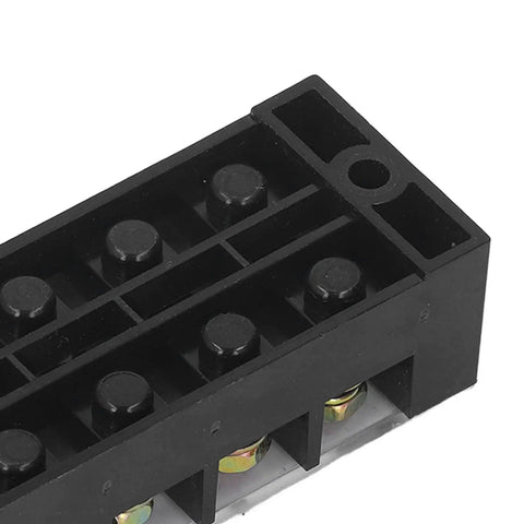 Close-up of dual-row screw clamp on 2 Pack 60A 600V Terminal Strip With Clear Cover Dual Row Screw Clamp Wire Terminal Block For Bridge Lighting.