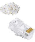 RJ45 Crimp Connectors 8P8C UTP Ethernet Plug For CAT5E CAT5 CAT6 Solid Or Stranded Cable Gold Plated 50 Pack Gigabit Ready
