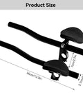 Clip On Aero Bar For Road Bikes Aluminum Alloy Armrest Handlebars With Removable Sponge Pads No Fuss Install Ergonomic Clip On Relaxation Bar For TT Triathlon Racing Comfort And Control, showing product size and dimensions of 34cm length and 7cm width.