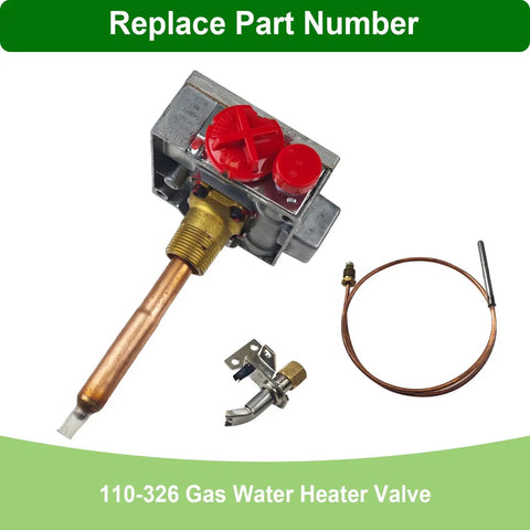 Natural Gas Water Heater Valve And Thermostat Replacement Parts Kit With 3.8 In Shank And Copper Probe Eco Shutoff