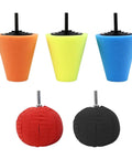 5 Piece Car Buffing Sponge Pads Kit For Drill Attachment with cone and ball-shaped foam pads in various colors