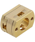 Oldham Coupler for 3D Printer Z Axis T8 Screw Upgrade Kit, Gold Tone Brass Link Reducing Vibration Noise and Chatter, Smooth, Precise Motion, Easy Repair and Calibration for Hot Bed Drive brass coupler close-up