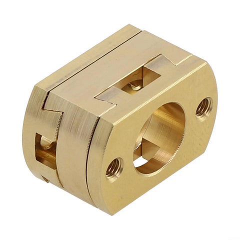 Oldham Coupler for 3D Printer Z Axis T8 Screw Upgrade Kit, Gold Tone Brass Link Reducing Vibration Noise and Chatter, Smooth, Precise Motion, Easy Repair and Calibration for Hot Bed Drive brass coupler close-up