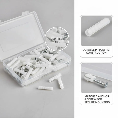 Wall Anchor And Screw Kit For Drywall And Hollow Walls Perfect For Hanging Lightweight Decor 100-piece set in open box view