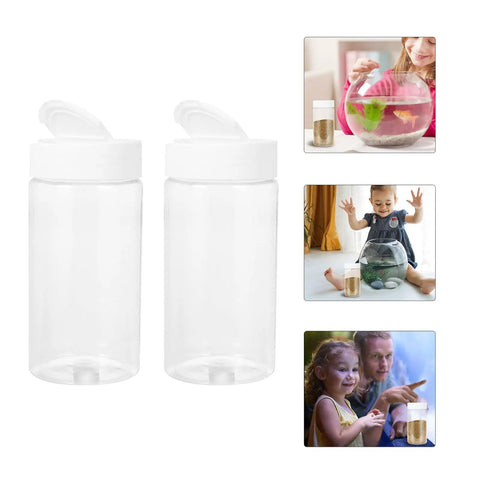Galpada 2 Pack Aquarium Fish Feeders With Screw Caps White Food Storage Containers For Aquatic Pets Automatic Dispenser Bottles Easy Clean Feeding Accessories For Fish Tanks And Pond Keepers