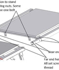 Illustration showing the 2790-EXT Extension Table for Models 2790 and 2775 PortaMax Table Saw Stands with adjustment points labeled.