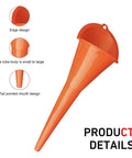 Long Neck Oil Funnel Set Two Sizes Hand Free Filler Funnel Wide Mouth Spill Saver For Car And Motorcycle Universal Engine Oil Lube Filling Tool With Hanging Hole Red, detailed view.