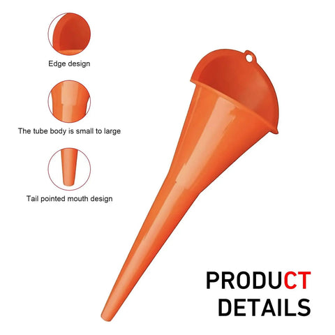 Long Neck Oil Funnel Set Two Sizes Hand Free Filler Funnel Wide Mouth Spill Saver For Car And Motorcycle Universal Engine Oil Lube Filling Tool With Hanging Hole Red, detailed view.