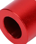 Close-up of a red clamp from Aluminum Alloy Bench Dogs Set For Woodworking, 10 Pieces, Non Slip Workbench Stops, 20mm Diameter.