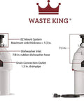Dimensions of Ultra Fast Kitchen Garbage Disposal With Power Cord For No Fuss Install, Quiet 2,800 RPM Food Waste Disposer.