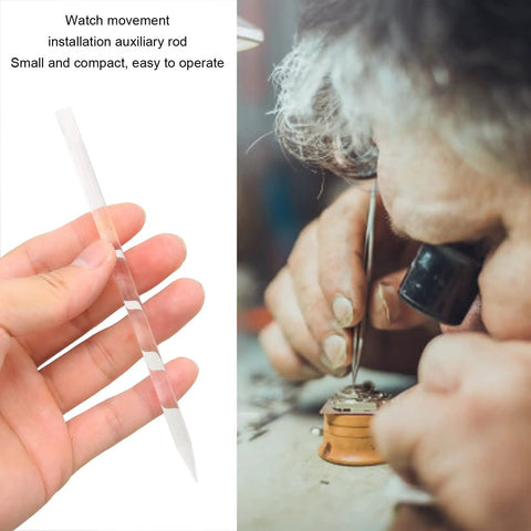 Pro Grade Watch Repair Tools and Kits Movement Installation Auxiliary Rod in hand for precision watch repair