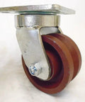 Built Tough Heavy Duty Swivel And Rigid Caster Set Featuring 4 Inch By 2 Inch Ductile Steel Wheels Kingpinless Design rated at 1500 pounds.
