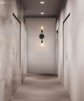 Industrial Black Vanity Light Fixtures For Bathroom Hardwired Farmhouse Wall Sconce 2 Pack in hallway view