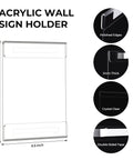 Diagram of 12 Pack 8.5x11 Acrylic Sign Holders Wall Mounts With Adhesive Tape No Drilling Easy Swap For Office Home Store Restaurant
