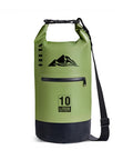 Lightweight Waterproof Dry Bag With Front Zip Pocket 10L Roll Top Closure Keeps Your Gear Dry For Travel Kayaking Boating Rafting Camping Hiking And Beach Days Green