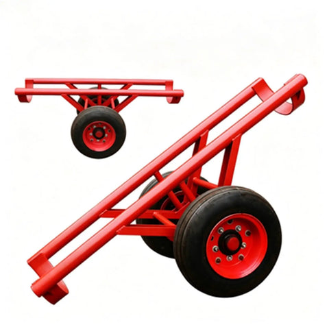 Two Wheel Concrete Pole Mover Cart For Heavy Duty Utility Poles Single Utility Pole Dolly With Beast Steel Construction For Linemen Field Work And Power Installation, red steel with inflatable tires