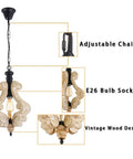 Rustic Farmhouse Pendant Light With Adjustable Height showcasing vintage wood design and E26 bulb socket, kitchen decor