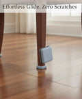 Chair leg on laminate floor with Blue PTFE Furniture Sliders Self Adhesive Floor Protectors For Hardwood Laminate And Vinyl Floors