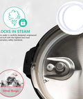 Replacement Inner Pot For 6 Quart Power Cooker XL With 2 Pack Silicone Gasket Seals showing steam lock feature and gaskets