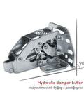 Soft Closing Hydraulic Cabinet Hinges For Kitchen And RV Doors Quiet Damper Buffer hardware in steel, angled view