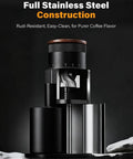 Game Changer Burr Coffee Grinder With Single Dose Design And Super Quiet Dc Motor showcasing stainless steel construction.