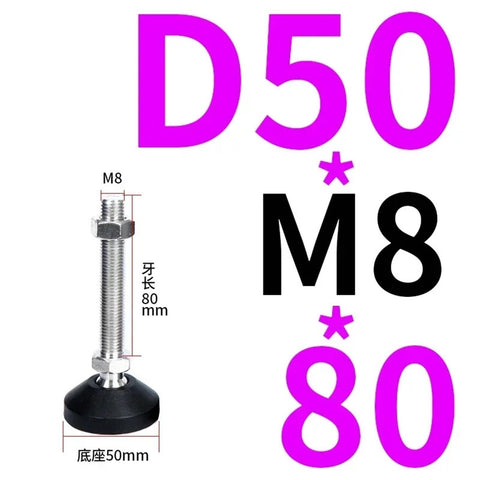 Universal Adjustable Furniture Leveling Feet Pad Mount Kit With Heavy Duty Swivel Base M8 thread and 80mm height for stability.