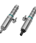Camshaft Position Actuator VVT Solenoid For 2.0L And 2.5L Chevy Malibu Impala Colorado Cadillac ATS GMC Canyon Buick Envision And More Replaces 12655433 12655434 OEM Fit For Smoother Idle And Better Fuel Economy, showing two metal solenoids with connectors and mounting points