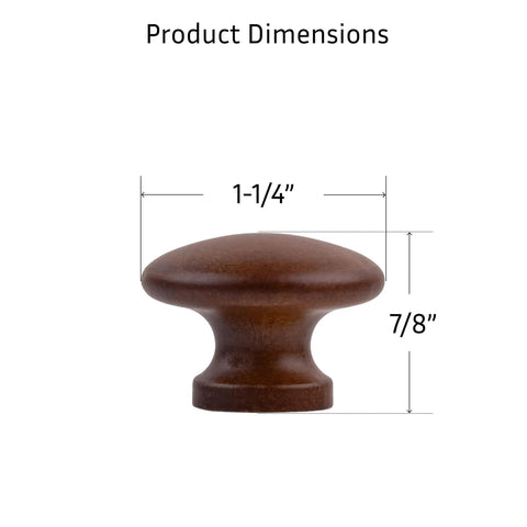Slick Walnut Wood Drawer Knob With Smooth Round Handle For Antique Cabinet Doors Dresser Drawers And Writing Desks, 1.25" diameter.