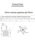32mm Reducer Gearbox With Planetary Gear Reduction Motor, diagram showing dimensions and speed ratio 5.18 to 1.