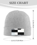 Size chart for Dope Black And White Grid Pattern Knit Beanie Hat For Winter, showing dimensions 11.8-15.75 inches.