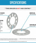 Heavy Duty Die Cast Wheel Spacers 8mm Thick Offset Adapters specifications with diameter and bolt patterns.