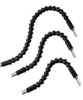 Three Piece Flexible Drill Bit Extension Set With Magnetic Hex Drive Soft Shaft And Hand Drill Adaptor Includes Nine Point Eight Inch, Eleven Point Six Inch And Fifteen Point Four Inch Lengths One Quarter Inch Hex Shank
