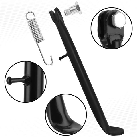 Heavy Duty Dirt Bike Stand With Spring, Side Kickstand For Mini Pit Bikes, 11.8 Inch Replacement Kick Stand shown in parts view.