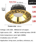 Total Game Changer 6 Pack Brushed Brass Led Recessed Downlights With Gold Trim Anti Glare Flush Ceiling Spotlights 4 Inch 5 Inch 18 Watt Selectable Color Temp No Fuss Installation Smooth Finish shown from side with gold trim and black heat sink.