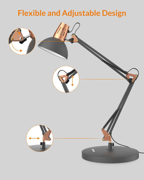 Rock Solid Metal Desk Lamp With Swing Arm And Clamp For Home Office Reading Light Built Tough Base Adjustable Task Lighting That Hits Different On Any Modern Workspace Desk