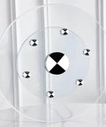 Premium Tempered Glass Lazy Susan Turntable Serving Tray For Dining Tables And Party Crews Featuring Silky Swivel Spin And No Sweat Washup At Thirty Four Inches Across, centered view with chrome accents.