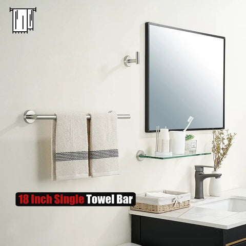 Stainless Steel Towel Bar 18 Inch Usable Length With Thick 0.8mm Tube And 2mm Posts Brushed Finish Wall Mount Rack For Bathroom