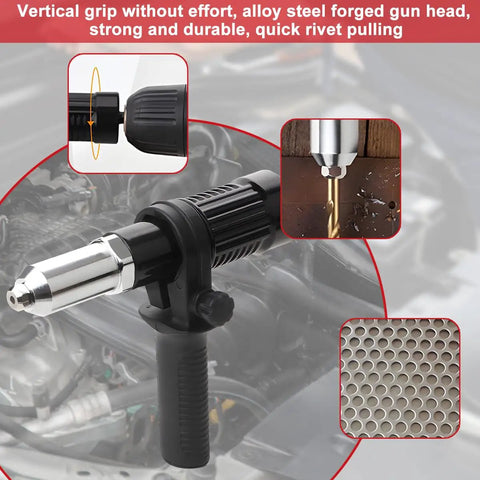 Pro Grade Rivet Gun Adapter Kit For Cordless Drills With Alloy Steel Head And Comfortable Grip in automotive setting