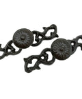 Heavy Duty Cast Iron Drawer Pulls Set Of 2 Five Point Three Inch Long Rustic Vintage Cabinet Handles With Hardware solid black finish