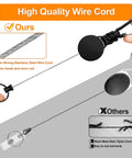 Comparison of Three Pack Retractable Keychain With Heavy Duty Carabiners And Badge Holders, showing 1mm strong stainless steel wire cord