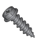 Illustration of Beefy Steel Sheet Metal Screws Type A One Half Inch Black Oxide Hex Washer Head Phillips Drive Size 10 to 12 Thread.