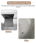 Heavy Duty Drywall Access Panel With Keyed Cylinder Lock, Slick Plasterboard Service Door installation before and after view.