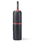 Slick Rechargeable Tire Inflator And Portable Air Compressor Featuring Digital Led Display And Automatic Shutoff, side view, black design, compact.