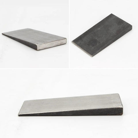 Six Pack Of Steel Flange Wedges With Beveled Right Angle Shims For Welding Machines And Lathes, 4 By 2 Inch Steel Wedge