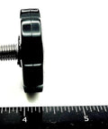 Top Shelf 516 24 Fine Thread Thumb Screw Bolts With Black Plastic Clamping Knob Cap And 304 Stainless Steel Shaft side view with ruler