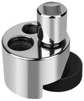Front view of chrome stud remover and bolt extractor tool with knurled wheel.