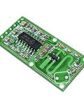 RCWL-0516 Microwave Radar Sensor Module For Human Detection, close-up view showing circuit board and components, wide input range.